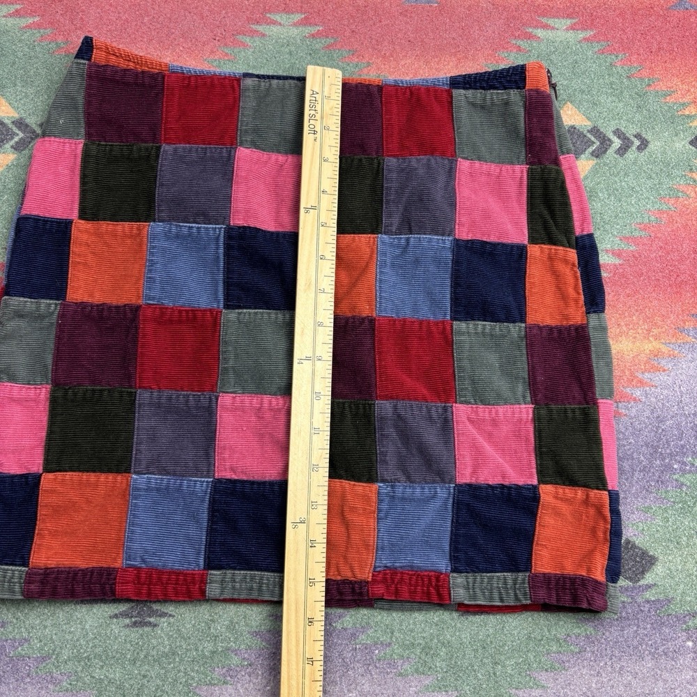 Vintage 90s Ralph Lauren Corduroy Patchwork Mini Skirt Women's Size 8 Colorful - Picture 8 of 9